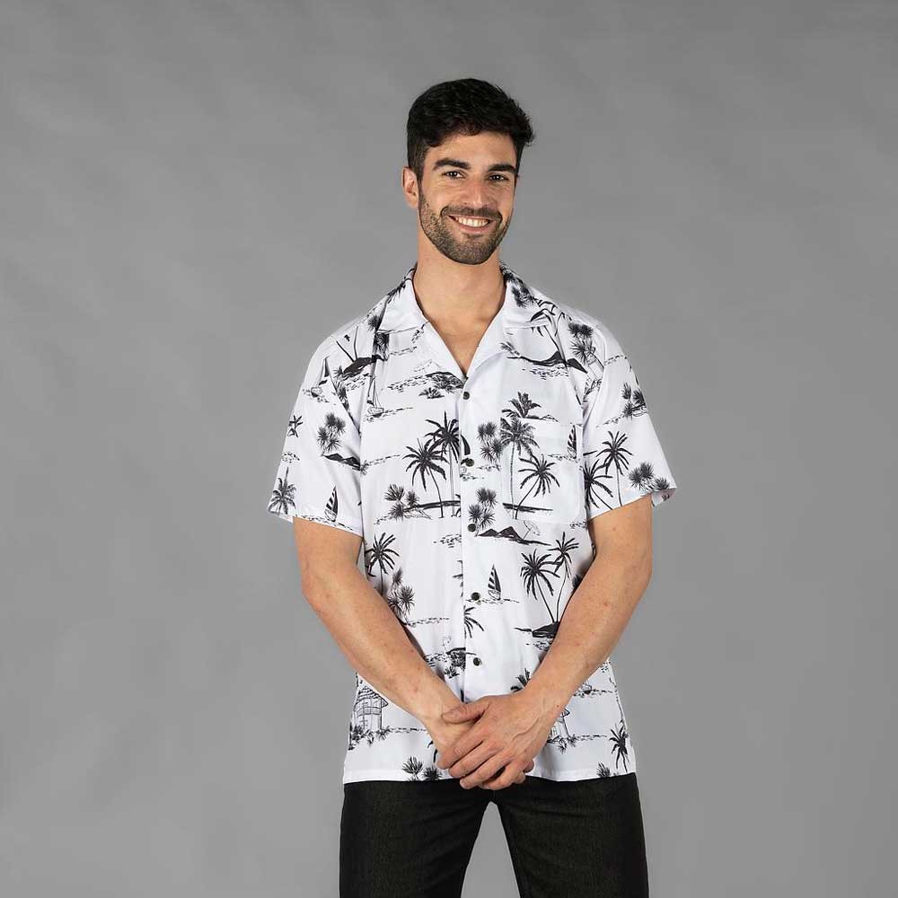 Camisa de trabajo de hombre hawaiana de manga corta Coconut