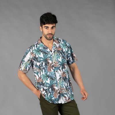 Camisa de trabajo de hombre hawaiana de manga corta Palma