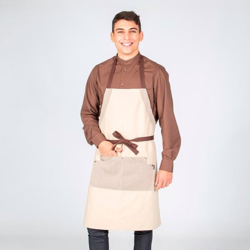 Delantal beige antimanchas con peto Garys 100008