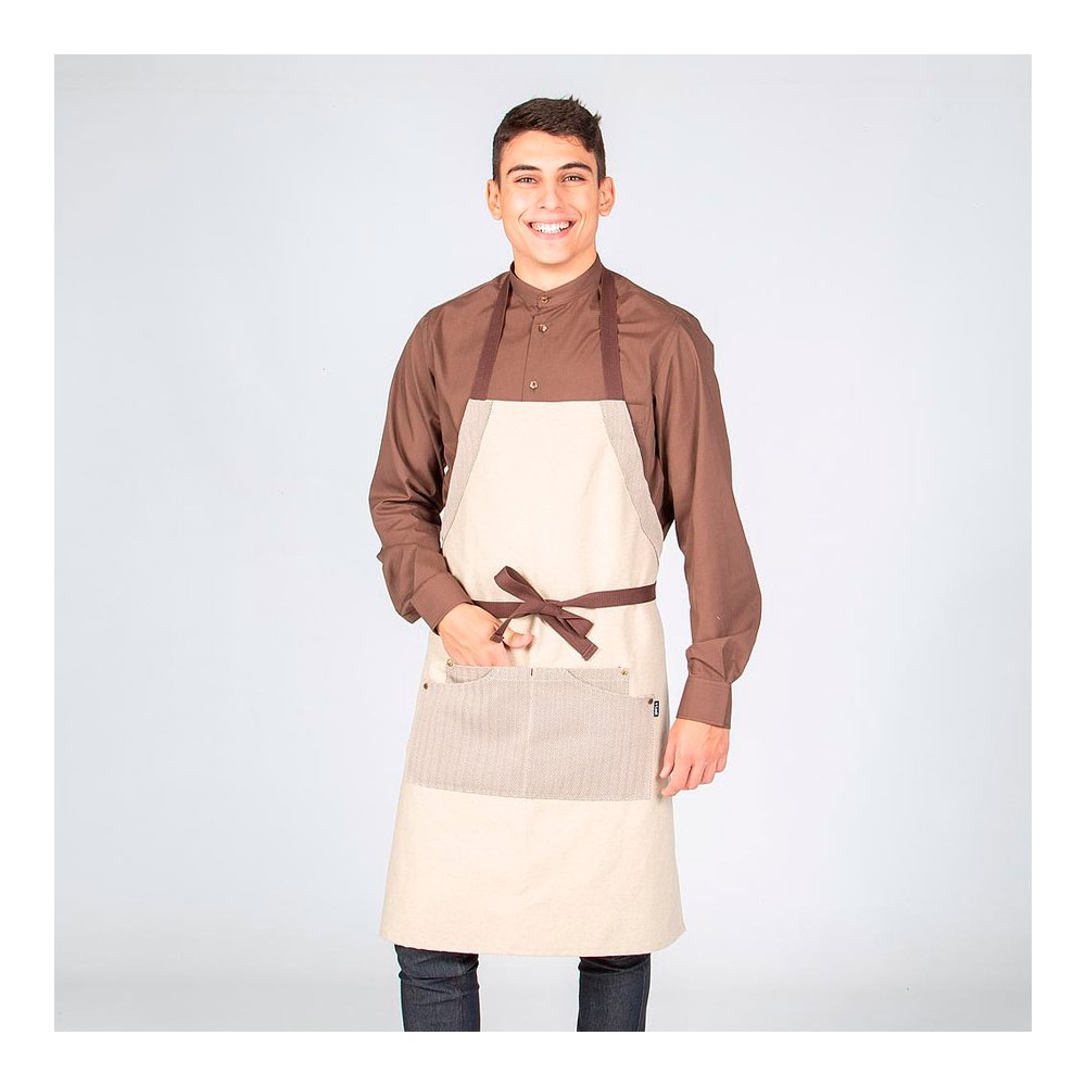 Delantal beige antimanchas con peto Garys 100008