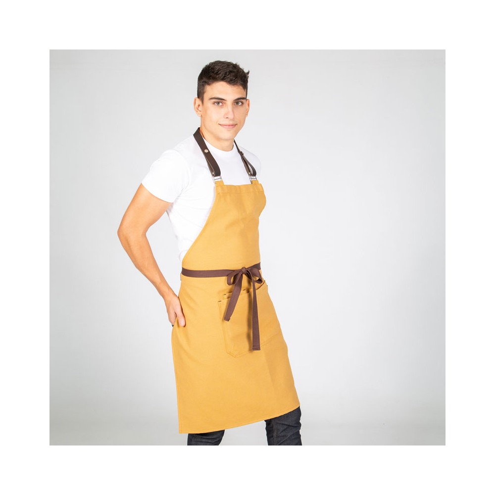 Delantal de camarero de piel antimanchas con peto Garys 100009 albero