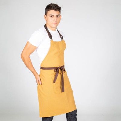Delantal de camarero de piel antimanchas con peto Garys 100009 albero