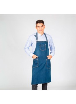Delantal de Barman lavado vaquero con peto añil