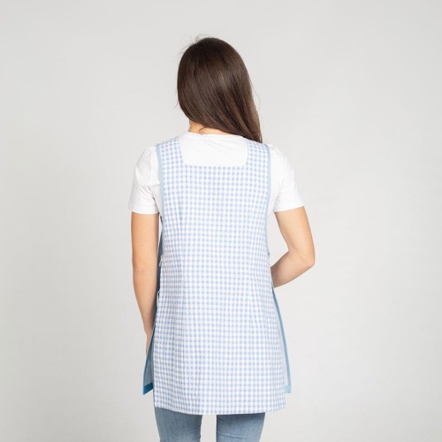 Casulla de maestra estampada celeste con bolsillo