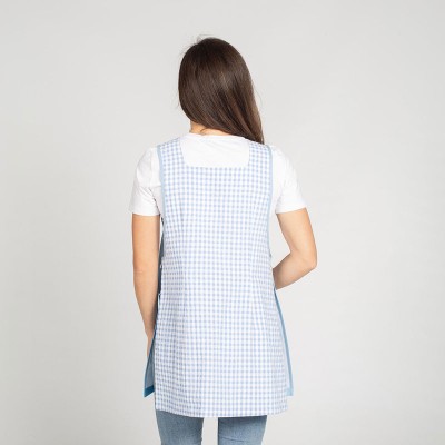 Casulla de maestra estampada celeste con bolsillo