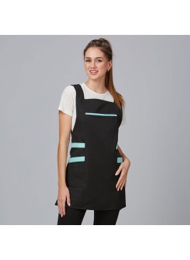 Casulla de puluquería y barberias bicolor con bolsillos agua marina