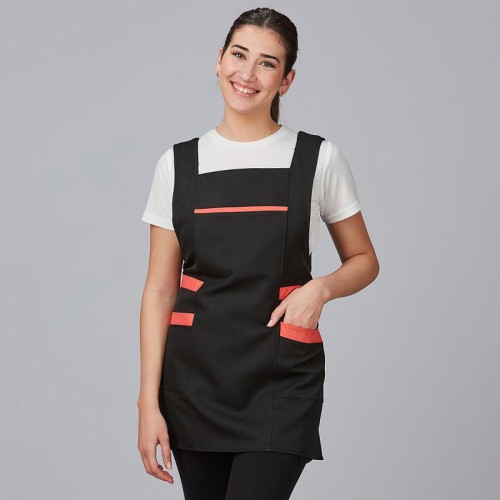 Casulla de puluquería y barberias bicolor con bolsillos coral