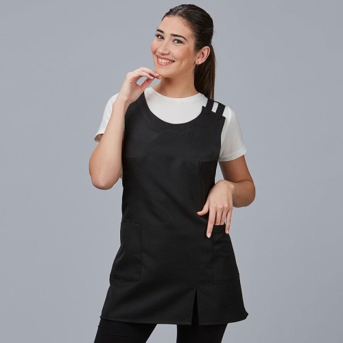 Casulla de estética resistente a lavados con bolsillos Negro