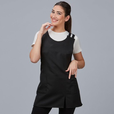 Casulla de estética resistente a lavados con bolsillos Negro