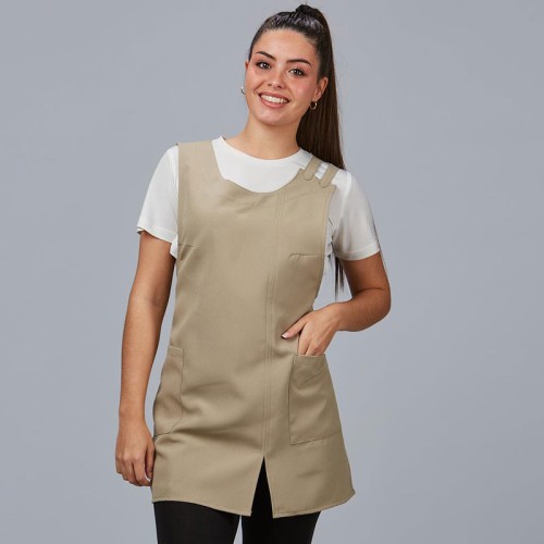 Casulla de estética resistente a lavados con bolsillos Arena