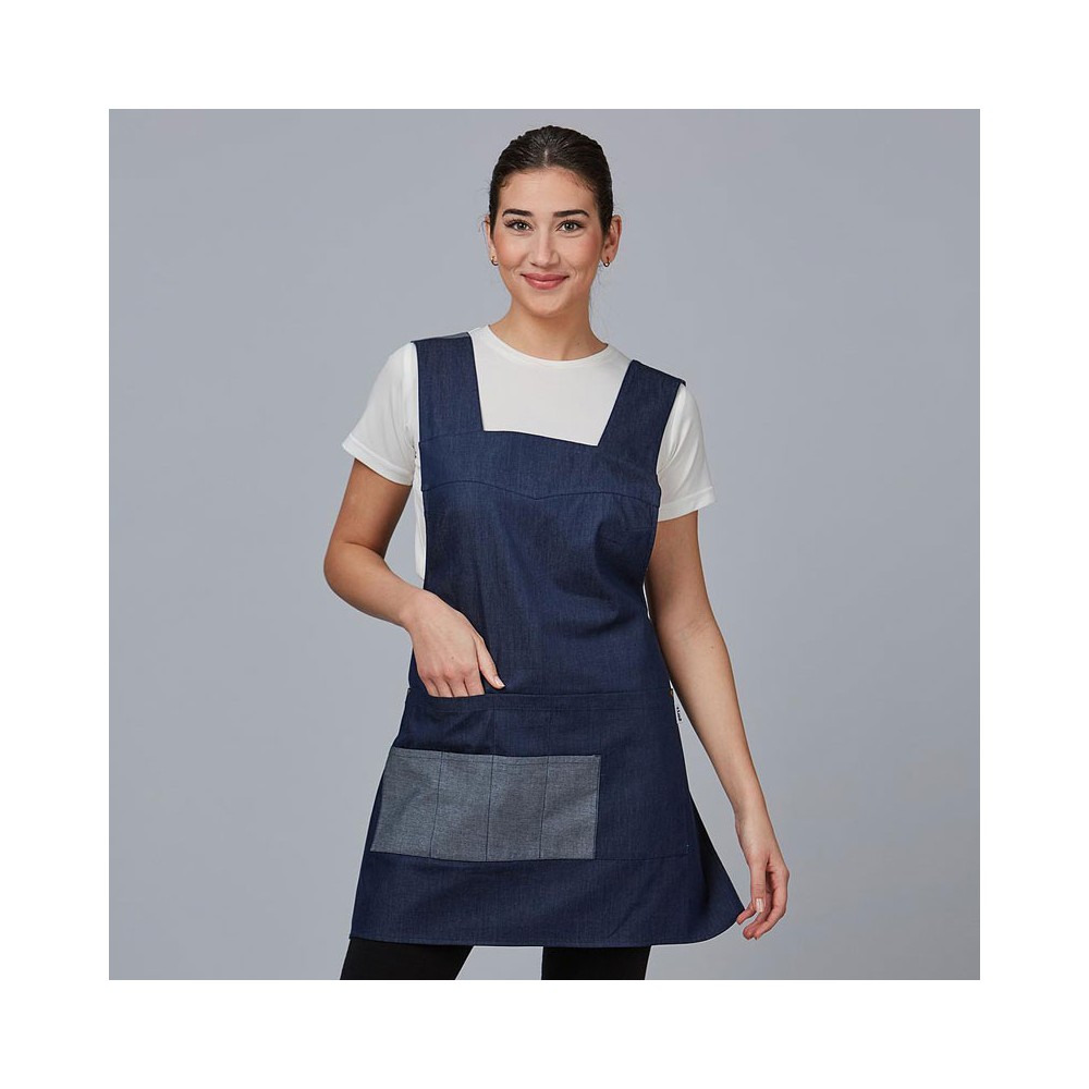 Casulla para salón de belleza con tejido tejano elástico