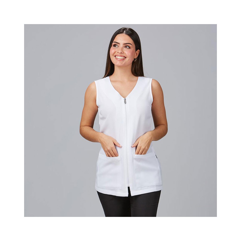 Blusa de peluquería sin mangas antartida Garys 552800 blanco