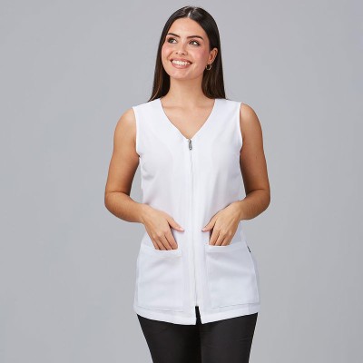 Blusa de peluquería sin mangas antartida Garys 552800 blanco