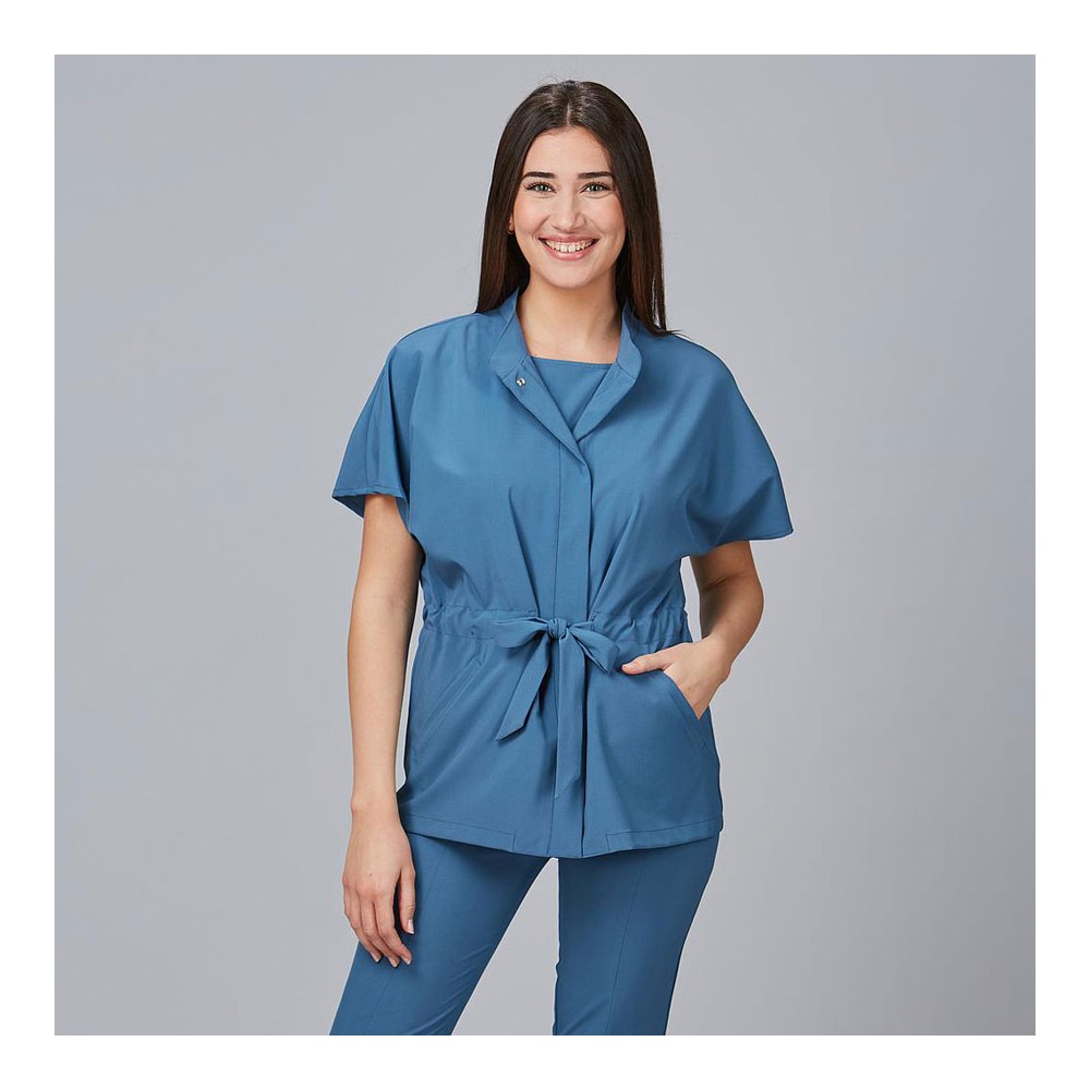 Blusa para peluquera de microfibra magnolia Garys 600023 azul grisaceo