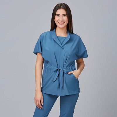Blusa para peluquera de microfibra magnolia Garys 600023 azul grisaceo