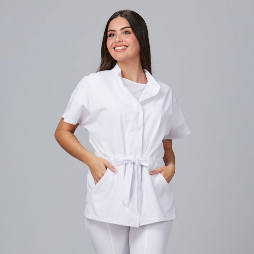 Blusa para peluquera de microfibra magnolia Garys 600023 blanco