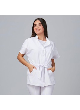 Blusa para peluquera de microfibra magnolia Garys 600023 blanco