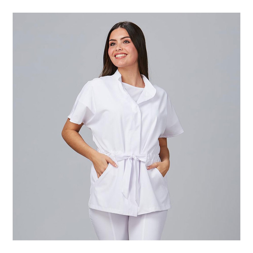 Blusa para peluquera de microfibra magnolia Garys 600023 blanco