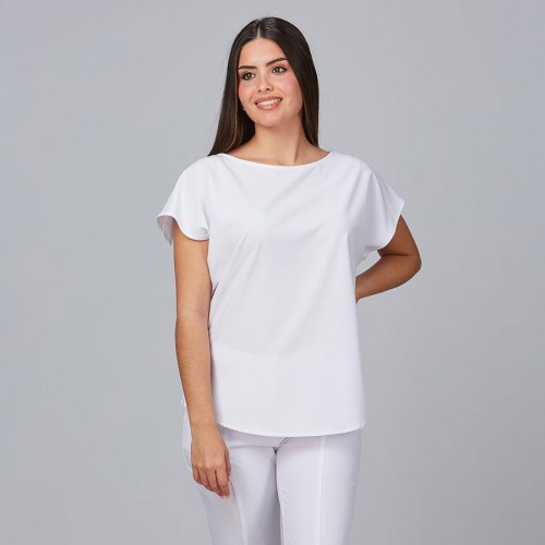 Blusa para peluquera de microfibra pensamiento Garys 600022 blanco