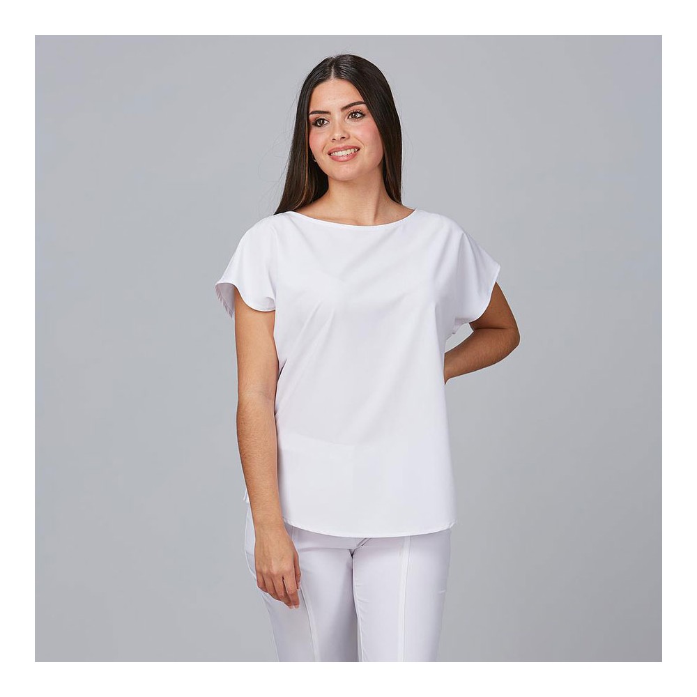 Blusa para peluquera de microfibra pensamiento Garys 600022 blanco