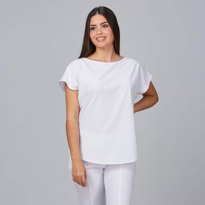 Blusa para peluquera de microfibra pensamiento Garys 600022 blanco