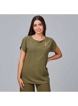 Blusa de peluquera lisa pimpinela Garys 600024 verde musgo