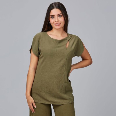 Blusa de peluquera lisa pimpinela Garys 600024 verde musgo