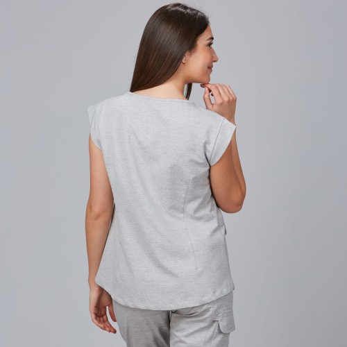 Blusa de peluquera con bolsillos campanilla Garys 600025 Gris perla