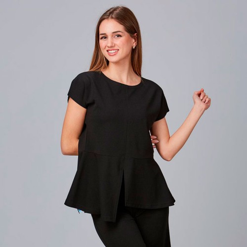 Blusa para peluquera con abertura en vuelo veza Garys 600026 Negra