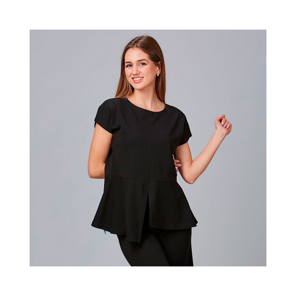 Blusa para peluquera con abertura en vuelo veza Garys 600026 Negra