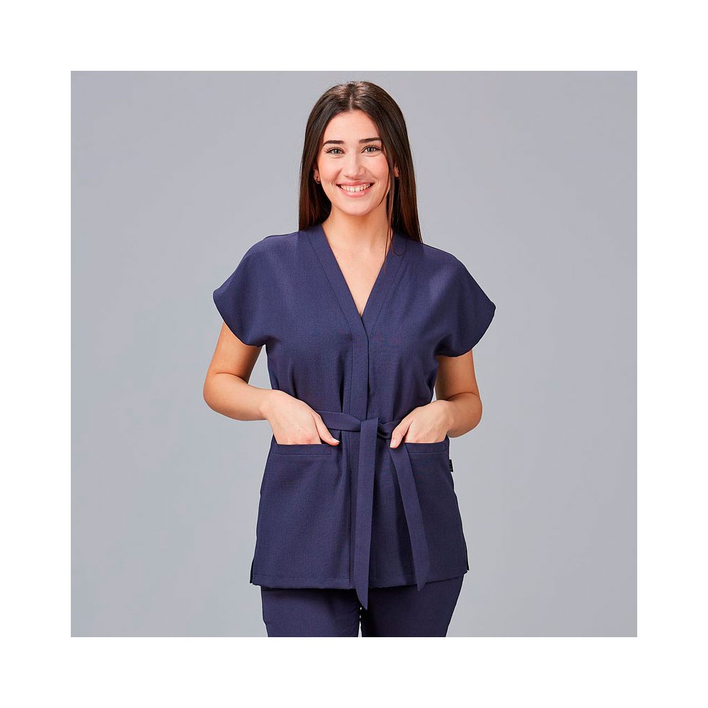 Blusa de peluquera loto x-linen Garys 600027 Marino