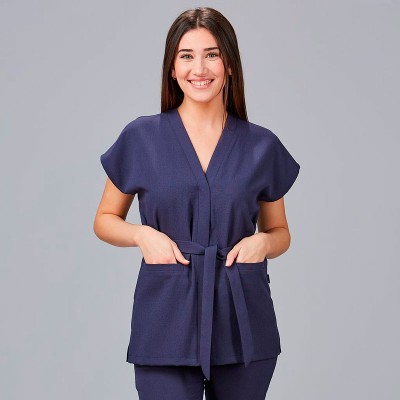 Blusa de peluquera loto x-linen Garys 600027 Marino