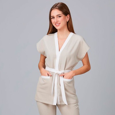 Blusa de peluquera loto x-linen Garys 600027 Beige