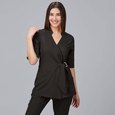 Blusa de peluquera cruzada búgula Garys 600029 negro