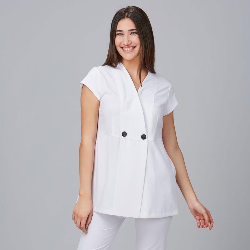 Chaqueta microfibra de peluquería  Garys 600031 blanca