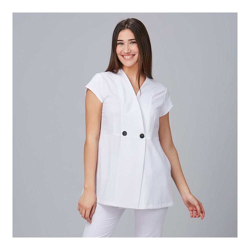 Chaqueta microfibra de peluquería  Garys 600031 blanca