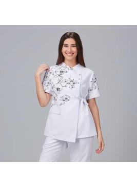 Blusa de estética de microfibra alheli Garys 600033 Blanca