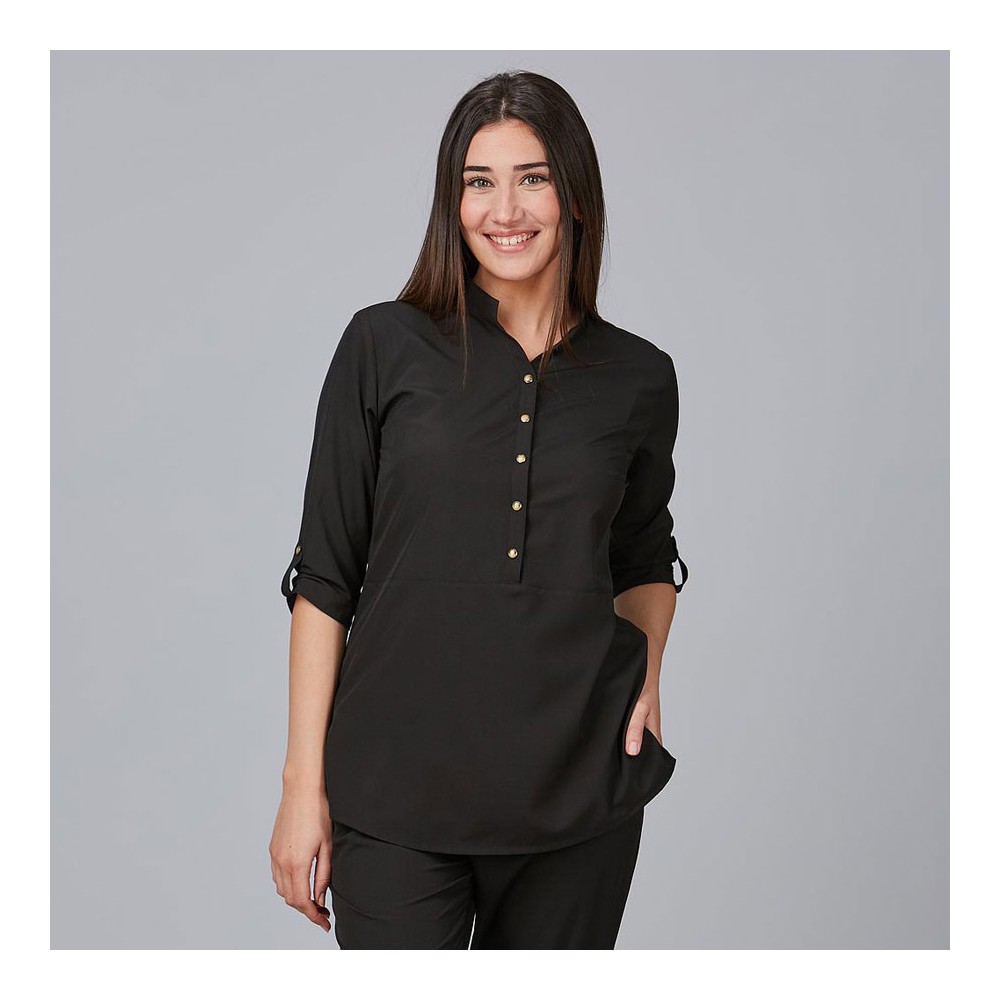 Blusa de peluquería cuello mao vinca Garys 600041 negro