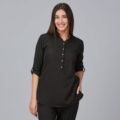 Blusa de peluquería cuello mao vinca Garys 600041 negro