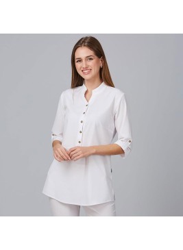 Blusa de peluquería cuello mao vinca Garys 600041 blanco