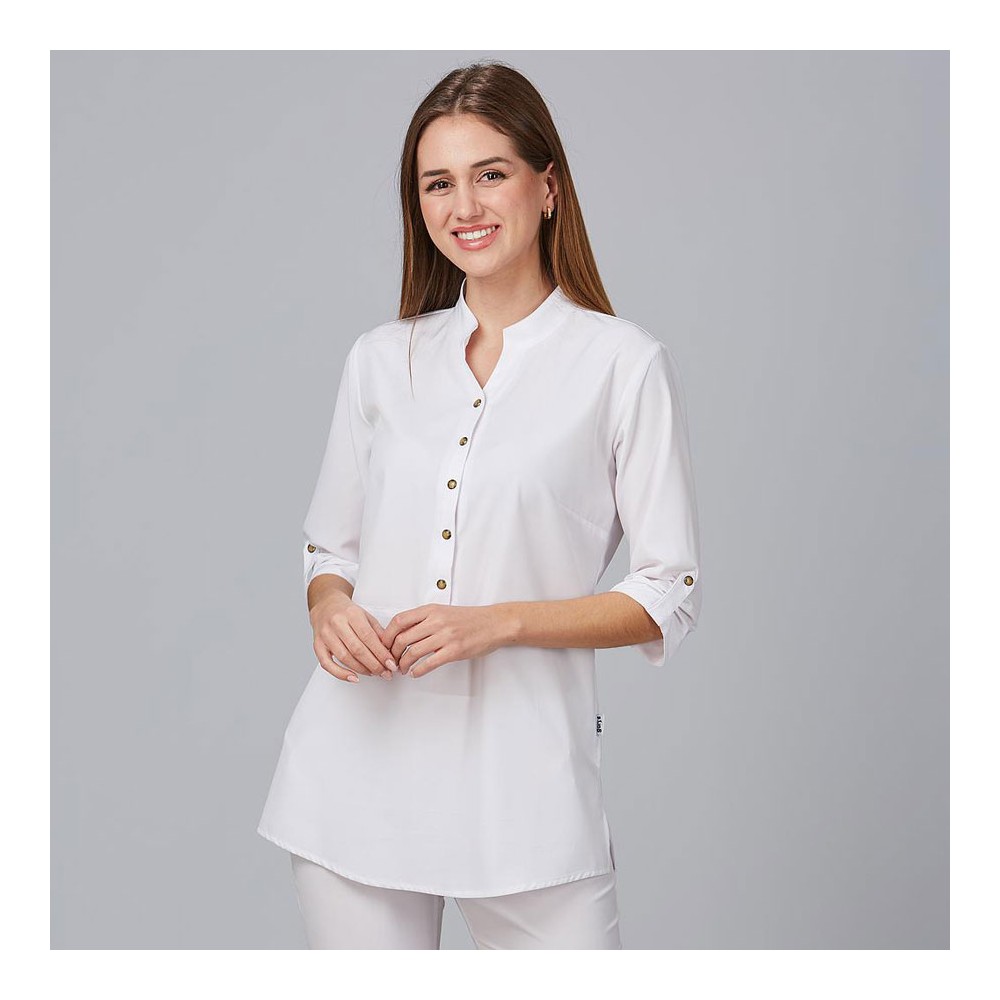 Blusa de peluquería cuello mao vinca Garys 600041 blanco
