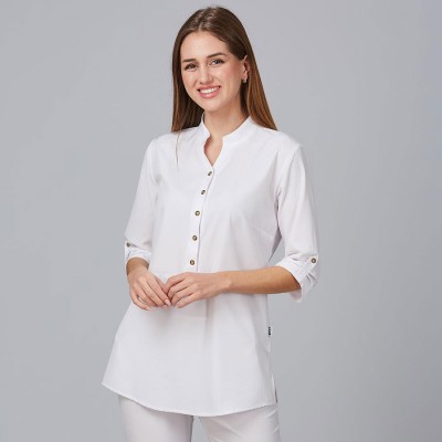 Blusa de peluquería cuello mao vinca Garys 600041 blanco