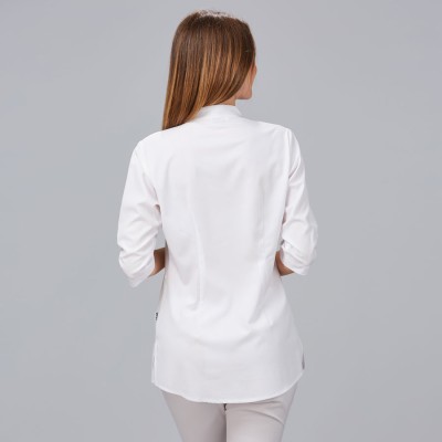 Blusa de peluquería cuello mao vinca Garys 600041 blanco