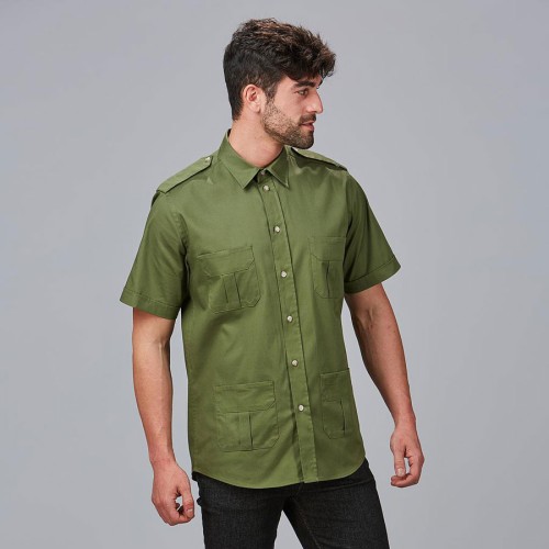 Camisa UNISEX para peluquería Garys 600054 verde caqui