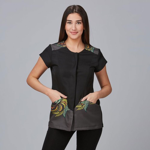 Blusa de microfibra para peluquera álamo Garys 600056 negro