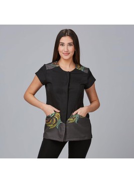 Blusa de microfibra para peluquera álamo Garys 600056 negro