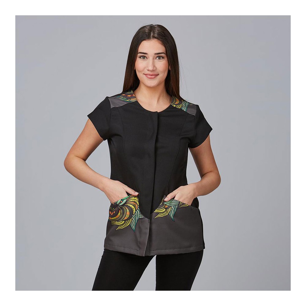 Blusa de microfibra para peluquera álamo Garys 600056 negro