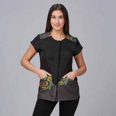 Blusa de microfibra para peluquera álamo Garys 600056 negro