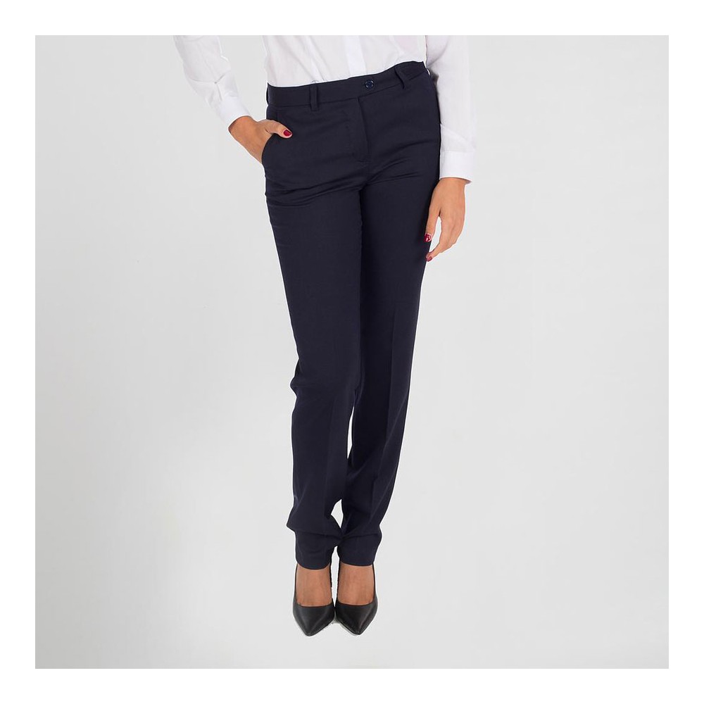 Pantalón de trabajo de mujer moderno y elegante de alta calidad marino