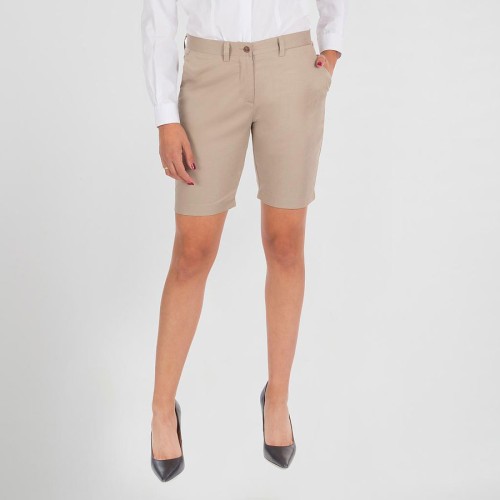 Bermuda de trabajo de mujer ajustada y elegante hueso